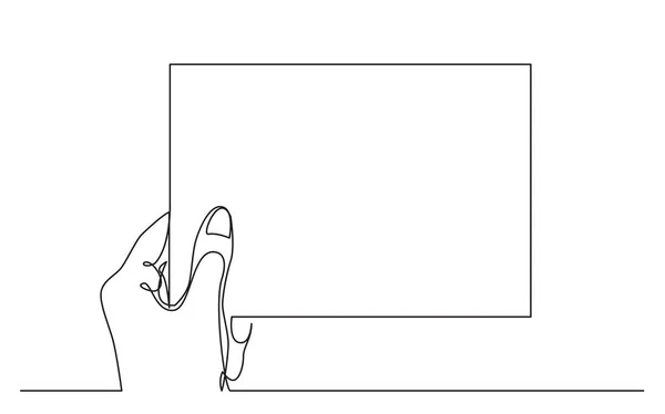Kontinuální Kreslení Čar Ruky Držící Prázdný Kus Papíru — Stockový vektor