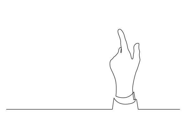 インデックスのファインダーと指している手の連続線の描画 — ストックベクタ