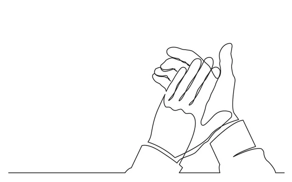 Linha Contínua Desenho Mãos Aplaudindo — Vetor de Stock