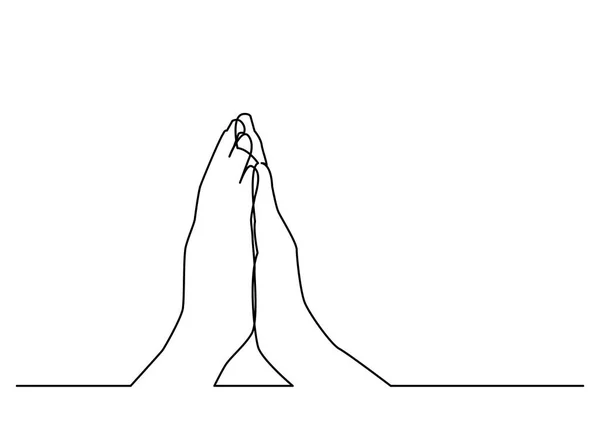 Dessin Linéaire Continu Geste Main Dans Prière — Image vectorielle