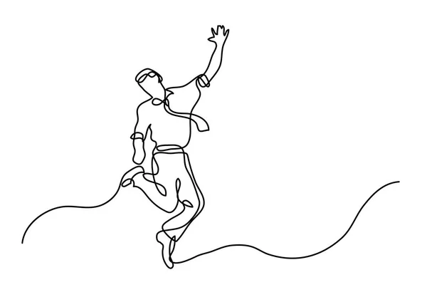 陽気なジャンプ実業家の連続線の描画 — ストックベクタ