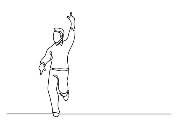 Línea Continua Dibujo Hombre Corriendo Feliz — Vector de stock