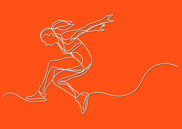 Dibujo Línea Continua Mujer Atleta Movimiento — Vector de stock