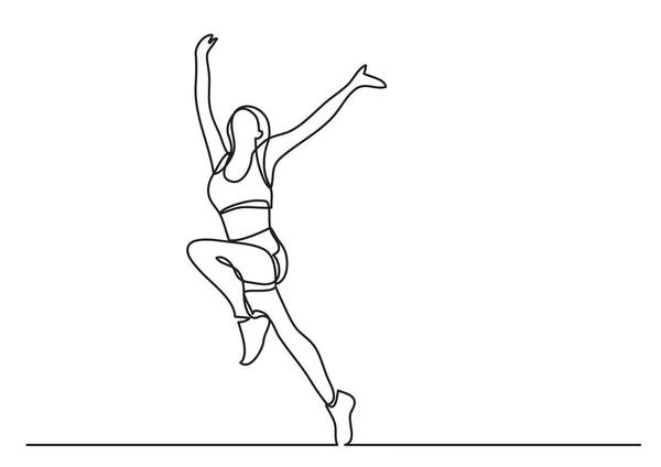 Безперервний Малюнок Жінки Спортсмена Перемога — стоковий вектор