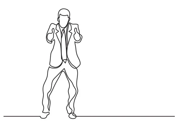 持续的线绘制情绪商人显示竖起大拇指 — 图库矢量图片