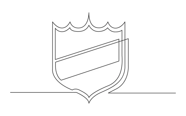 Continuous Line Drawing Shield Label — Stock Vector