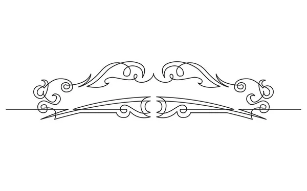 対称的なビネット バナー デザインの連続線の描画 — ストックベクタ