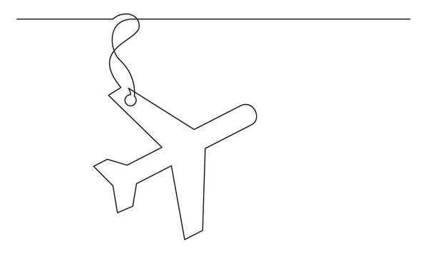 Kontinuierliche Linienzeichnung Des Flugzeugetiketts — Stockvektor