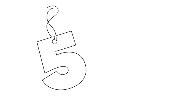 Dibujo Línea Continua Del Diseño Del Número Etiqueta — Archivo Imágenes Vectoriales