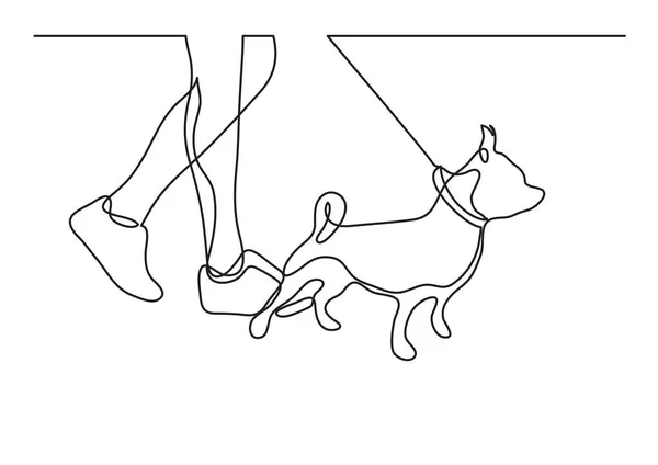Walking Dog Continuous Line Drawing — Stock Vector