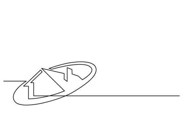 Una Linea Logo Progettazione Soluzioni Mercato Immobiliare Casa — Vettoriale Stock