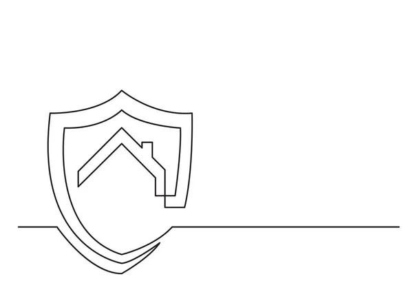 Μία Γραμμή Λογότυπο Του Σχεδιασμού Σπίτι Προστασίας — Διανυσματικό Αρχείο