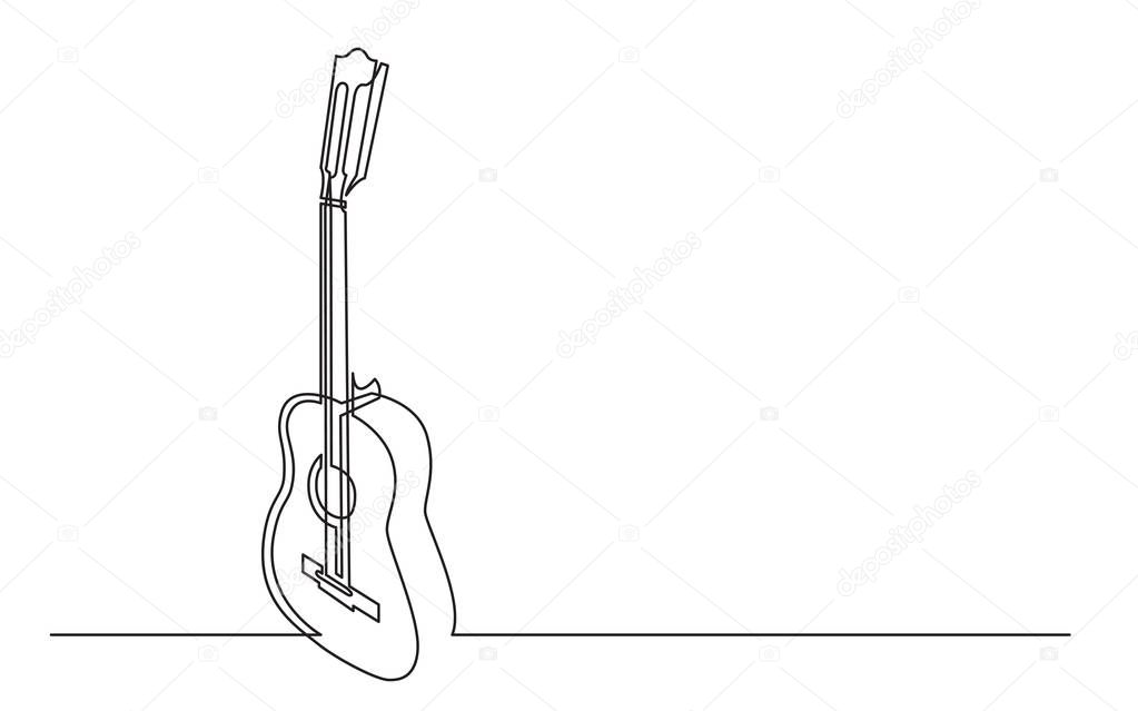continuous line drawing of classical acoustic guitar