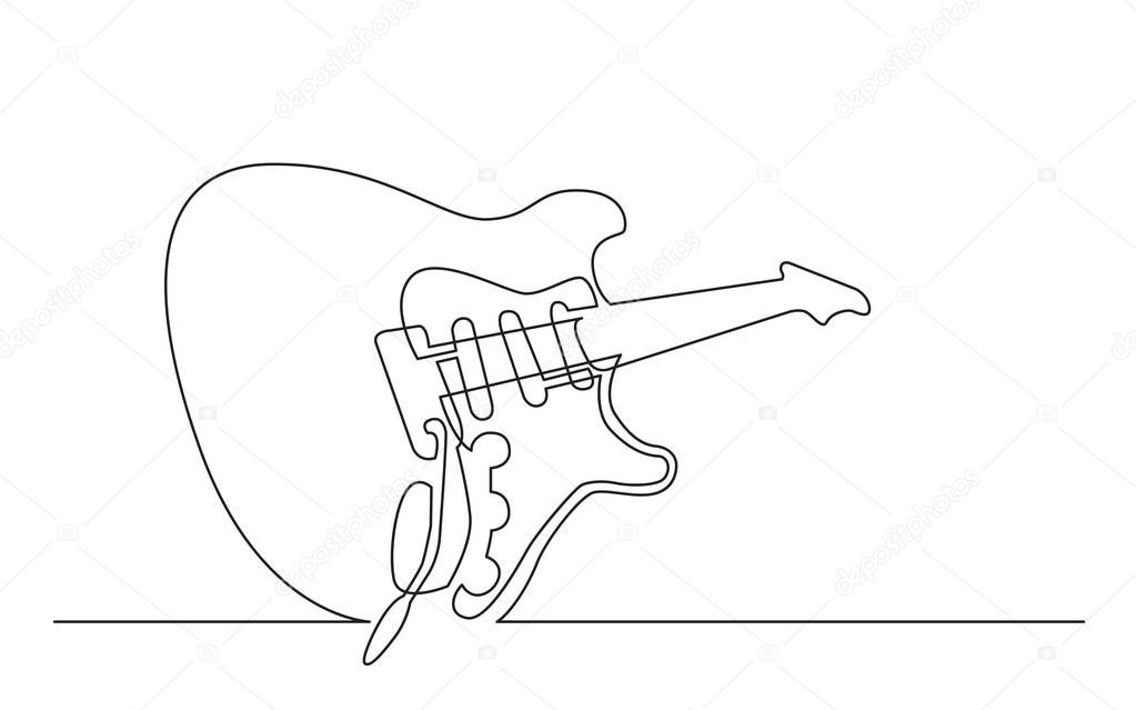 continuous line drawing of electric guitar with three single coil pickups