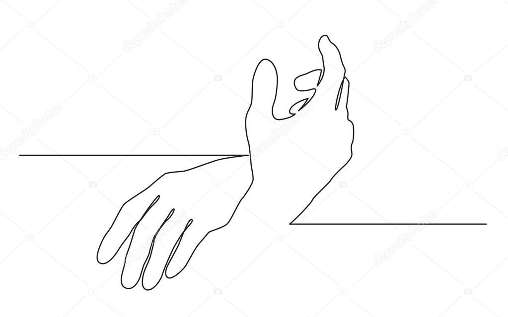 continuous line drawing of two hands touching each other