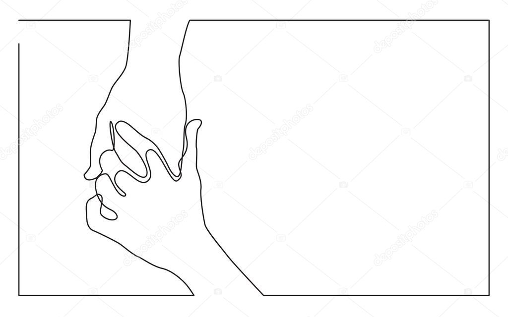 continuous line drawing of two hands touching each other