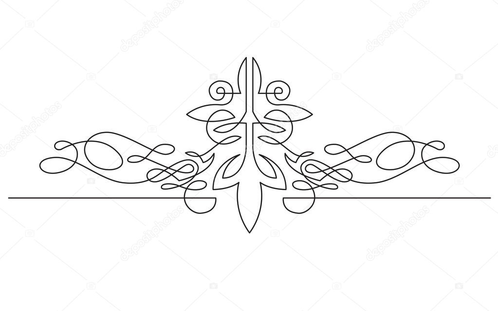 continuous line drawing of symmetrical vignette banner design