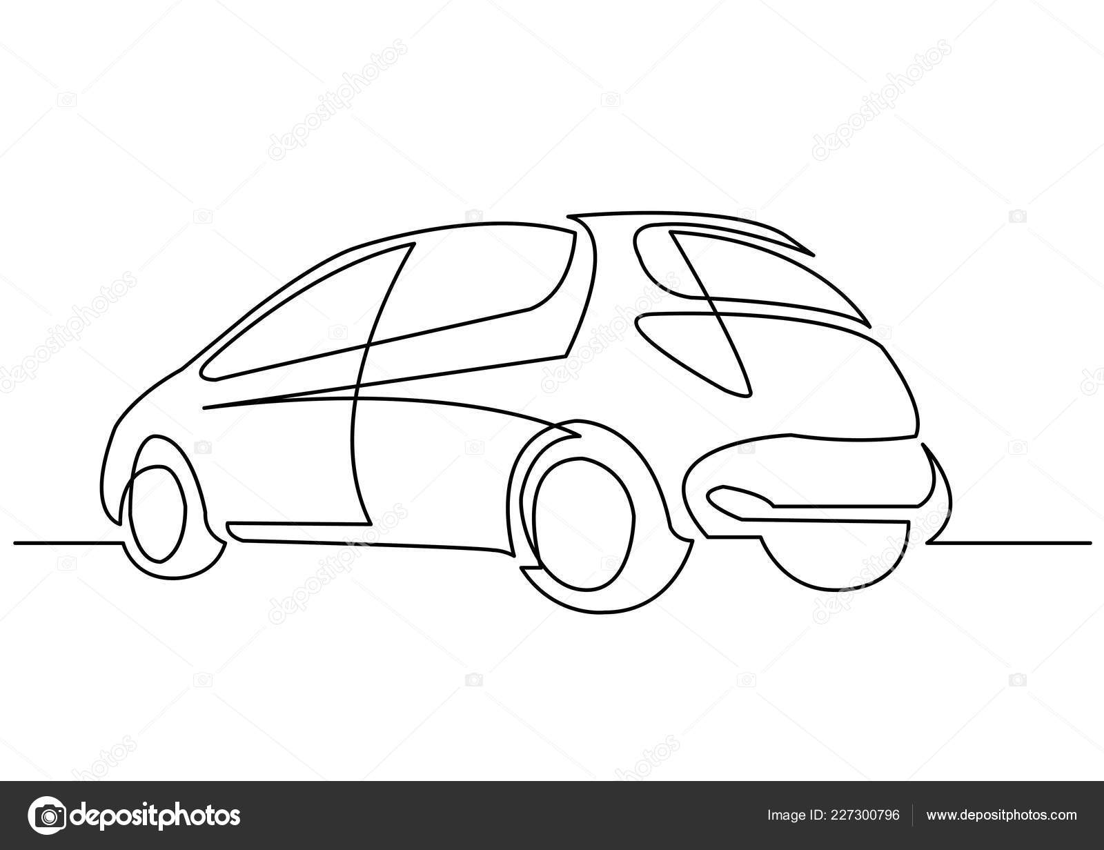 Continuous Line Drawing Hatchback Car Stock Vector Image by