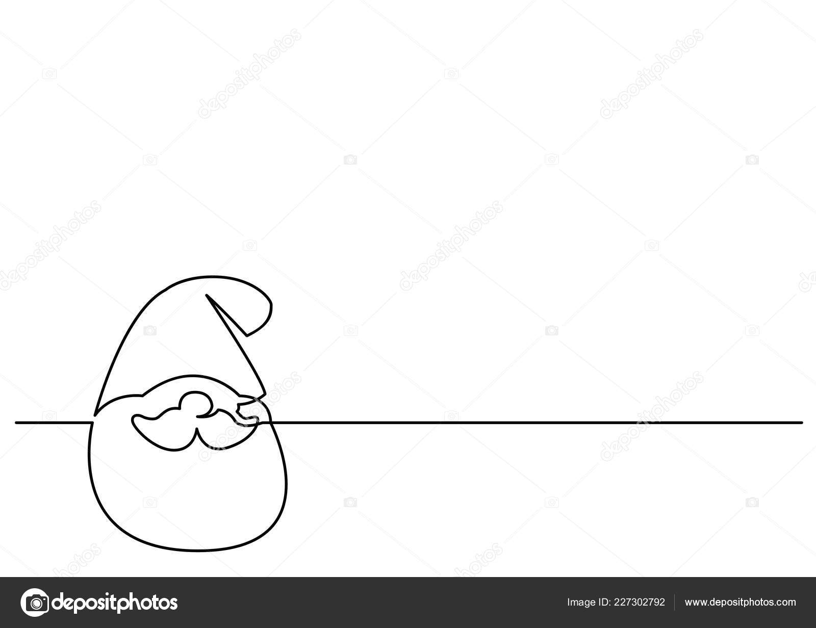 Dessin Trait Continu Tête Père Noël Image Vectorielle