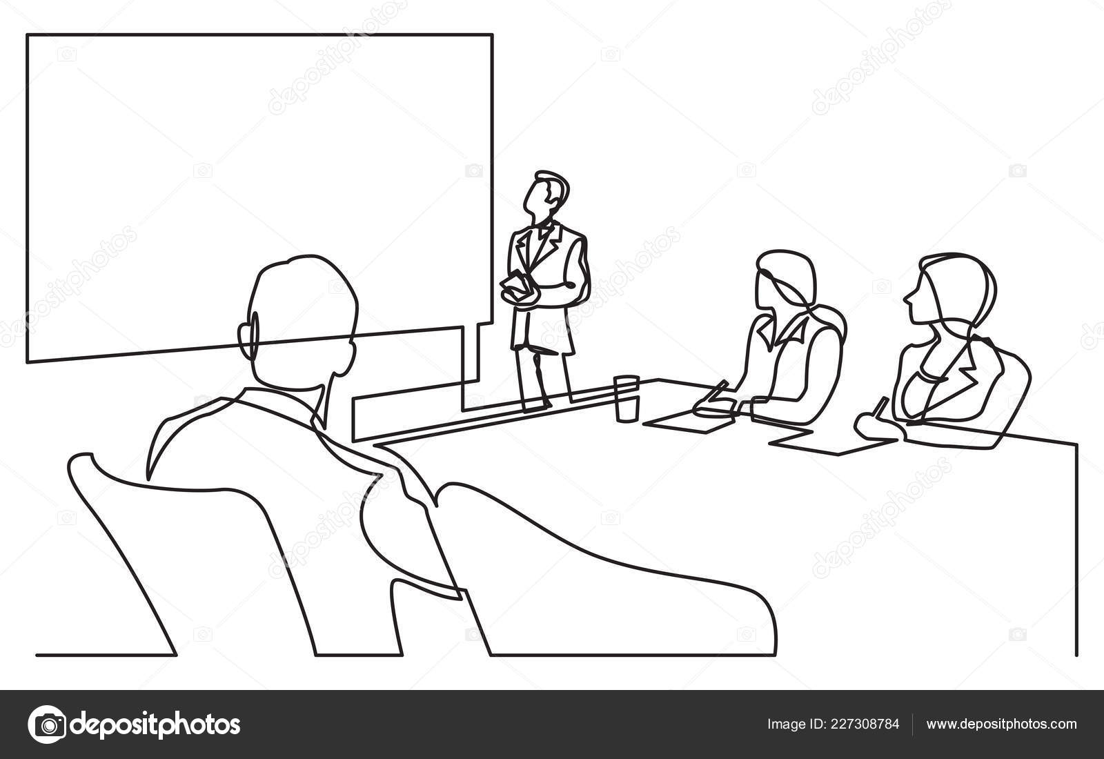 Image vectorielle Dessin Continu Présentation L'entreprise Avec L'équipe  Dans Salle Réunion par ©OneLineStock - 227308784, image size:1600x1100