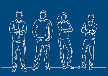 Grup pozitif insan sürekli çizgi çizme