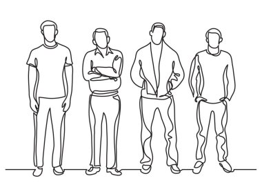 dört ayakta erkeklerin sürekli çizgi çizme