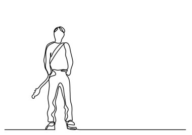 ayakta gitarist sürekli çizgi çizme