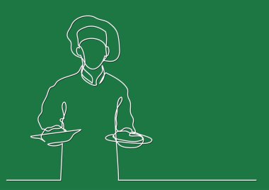 iki öğün yemek elinde Şef sürekli çizgi çizme