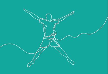 mutlu sağlıklı adam atlama sürekli çizgi çizme