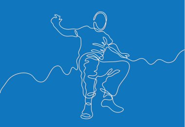 mutlu sağlıklı adam atlama sürekli çizgi çizme