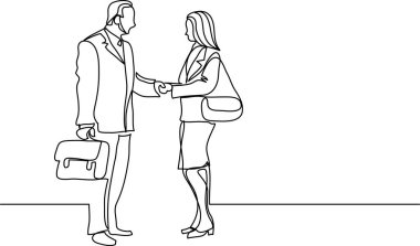 iş insanlar toplantı el sıkışmasının sürekli çizgi çizme