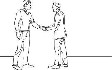 iş insanlar toplantı el sıkışmasının sürekli çizgi çizme