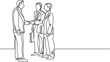 iş insanlar toplantı el sıkışmasının sürekli çizgi çizme