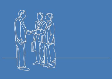 iş insanlar toplantı el sıkışmasının sürekli çizgi çizme