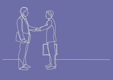 iş insanlar toplantı el sıkışmasının sürekli çizgi çizme