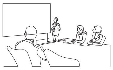 ekip içinde toplantı salonu ile iş sunum sürekli çizgi çizme