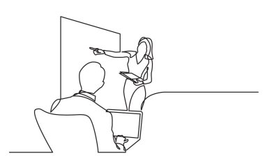 iş sunum toplantı salonunun içinde sürekli çizgi çizme