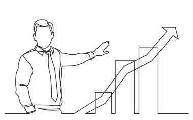 iş sunum - büyüyen grafik gösterilen işadamı sürekli çizgi çizme