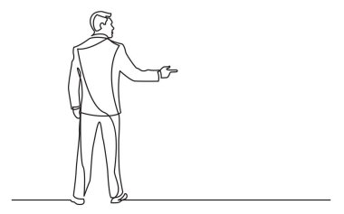 parmak işaret ayakta işadamı sürekli çizgi çizme