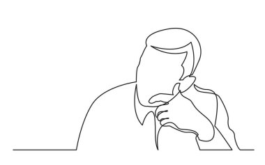 derin düşünceler içinde oturan adamın sürekli çizgi çizme