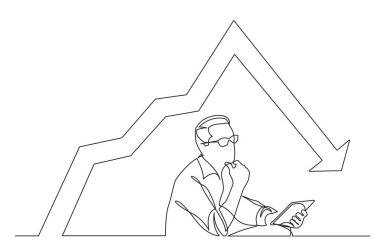 grafik azalan ile işadamı çözümleme sürekli çizgi çizme