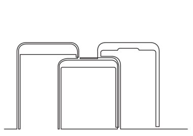 izole vektör nesnesinin - çeşitli cep telefonları sürekli çizgi çizme