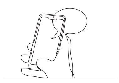Sosyal medya app üstünde hareket eden telefon kullanarak el sürekli çizgi çizme