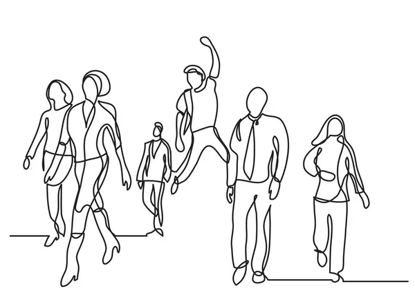 步行人群的连续线图 — 图库矢量图片