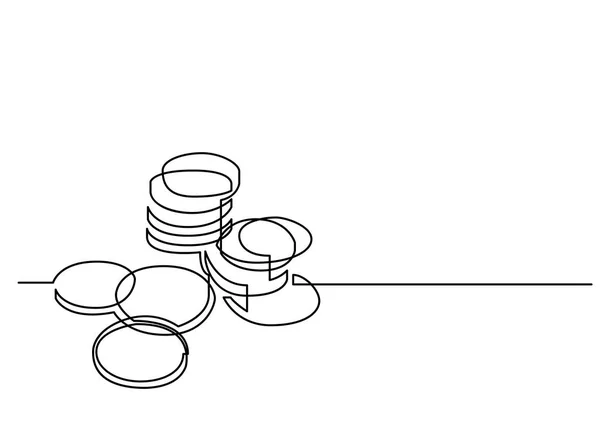 Kontinuierliche Linienzeichnung Von Geldmünzen — Stockvektor