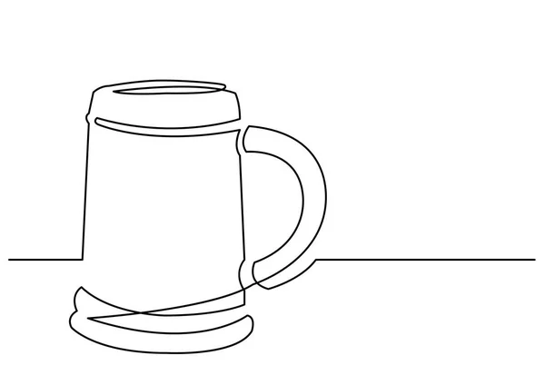Непрерывная Линия Рисования Кружки Пива — стоковый вектор