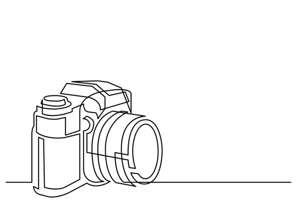 Dibujo Línea Continua Cámara Fotográfica Profesional — Vector de stock