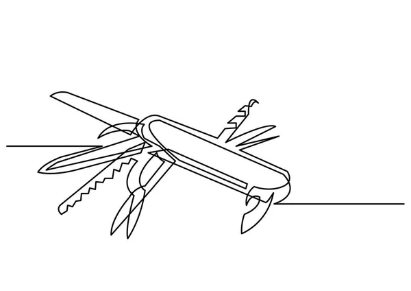 瑞士军刀的连续线绘制 — 图库矢量图片