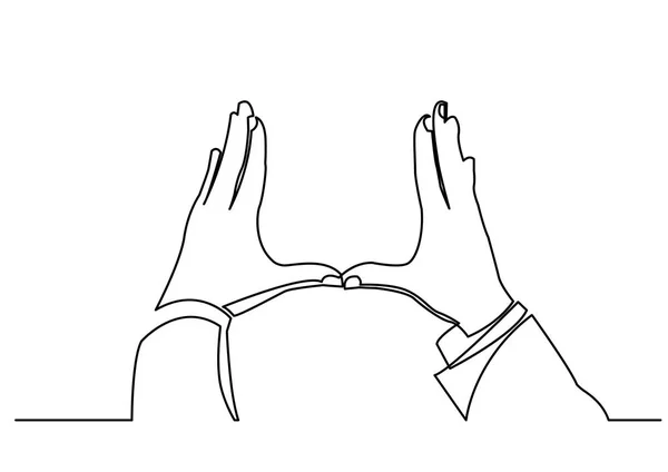 Συνεχής Γραμμή Κατάρτιση Χέρια Δείχνουν Καρέ — Διανυσματικό Αρχείο