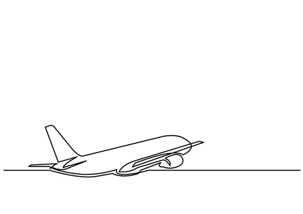 Kontinuální Perokresba Tryskové Letadlo — Stockový vektor